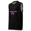 Maillot de basket personnalisable Bienvenue au Club LGBTQIA+ avec prénom et numéro personnalisés.